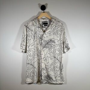 Porter & Ash Men's Tropical Leaf Print Button Down Shirt Size Large